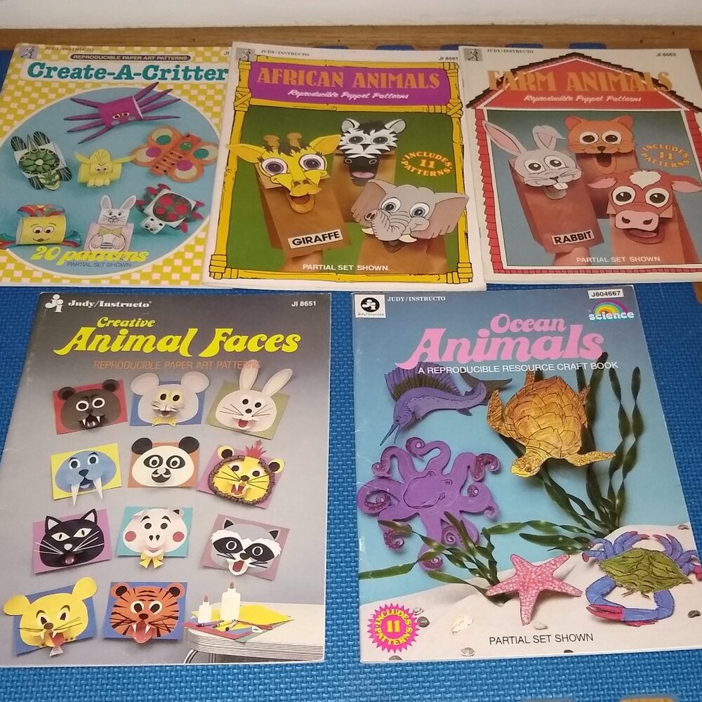 Craft books: Farm + African + Ocean + Animals Faces, Create a Critter Vintage